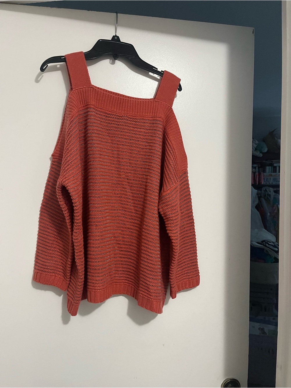 Jessica Simpson Burnt Orange Off-Shoulder Ribbed Sweater Never worn